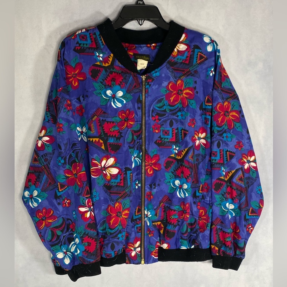 A.S. Elliot 16W Floral Zip Up Jacket